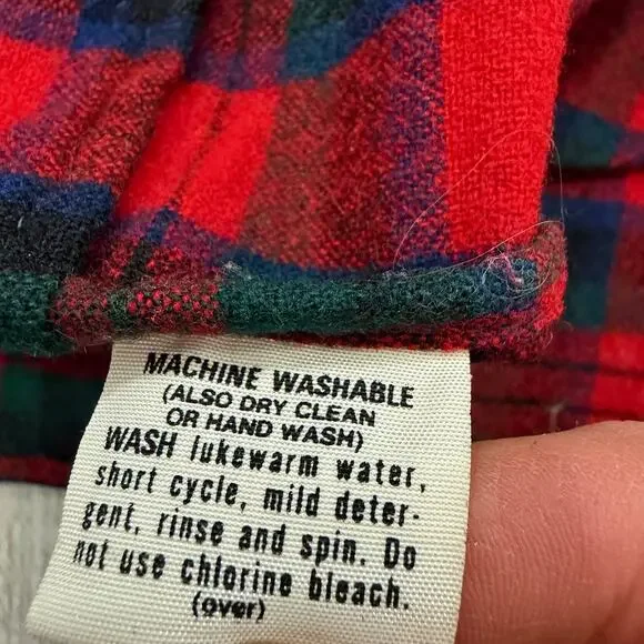 Vintage Pendleton Wool Flannel Shirt Men's Large Red Green Tartan Plaid 90s USA - Picture 9 of 16